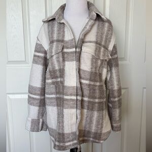 Oversized Plaid Button-Up Jacket